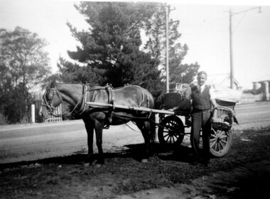 Man with a horsedrawn cart.