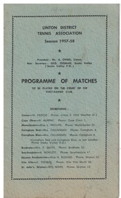 Tennis club programme.