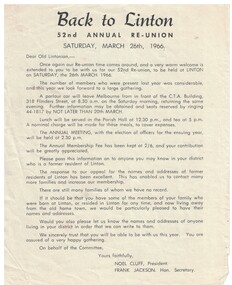 Programme for a reunion.