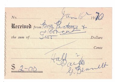 Receipt, Boys Pictures and Concert, 1970, 16.7.1970