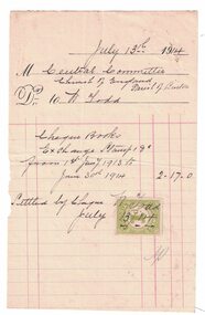 Invoice & Receipt, Invoice and Receipt issued to Church of England, Linton by W. Todd, 1914