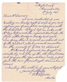 Letter, W.O. Lewers to Mrs. Surman, 1967
