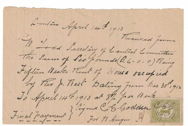 Receipt, Receipt for House Rent, 1913