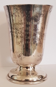 Trophy, Crusader, Silver cup presented to V. McGrath, Linton Football Club, 1954