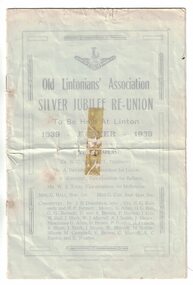 Programme, Grenville Standard, Linton, Old Lintonians Association  Silver Jubilee Reunion, 1939
