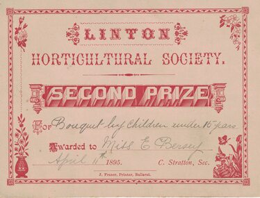 Prize certificate.