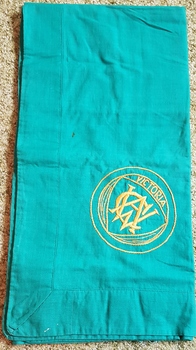 Green cotton tablecloth. Embroidered.
