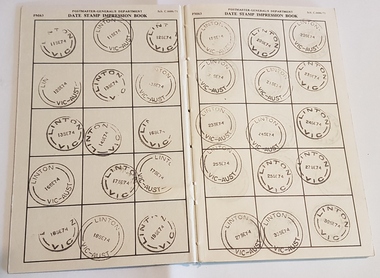 Date stamp book used by a Post Office.