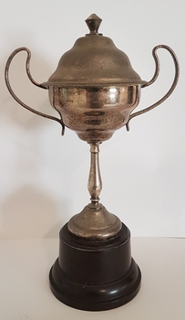 Silver trophy for school sports.