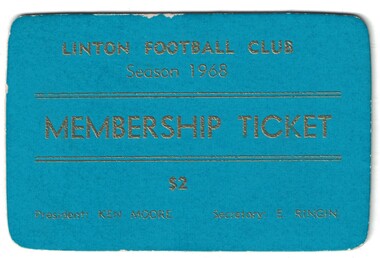 Football club membership ticket.