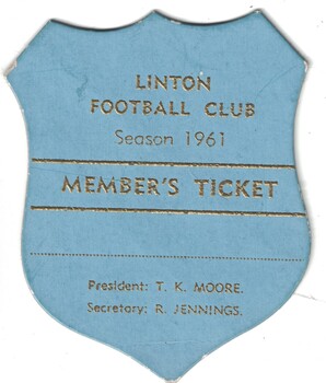 Football club membership ticket.