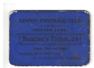 Member's ticket for a football club.