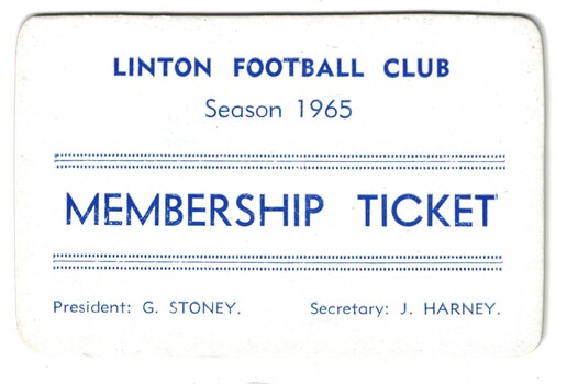 Football club membership ticket.