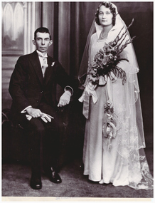 Wedding portrait of a bride and groom.