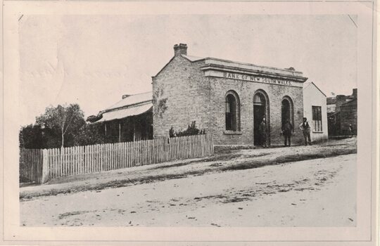 Early image of a bank building.