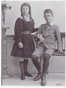 Portrait of a young boy and girl.