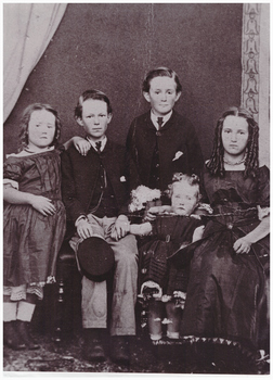 Portrait of five young children.