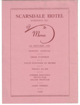 Hotel menu.