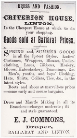 Clothing store advertisement.