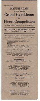 Programme for a gymkhana.