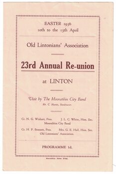 Programme for a reunion.