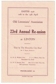 Programme for a reunion.