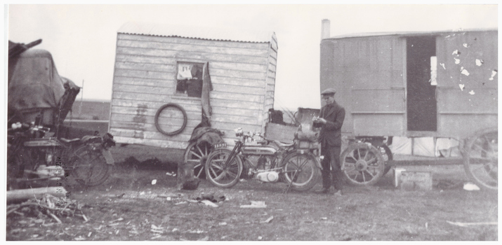 Man and  motorcycles.