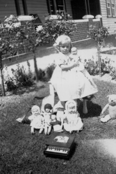 Young child with toys.