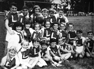 School pupils in sports attire.