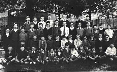 Large group of school pupils.