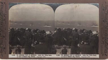 People watching the arrival of a shipping fleet.