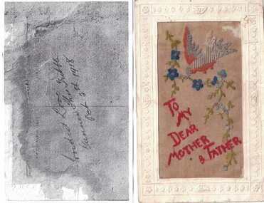 Embroidered silk postcard.