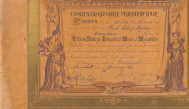 Illuminated Address, Independent Order of Rechabites, Walter D. Nicholls, 1890