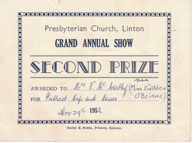 Second prize certificate.