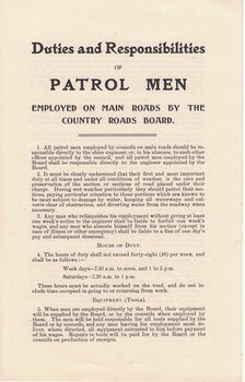 Leaflet relating to road workers.