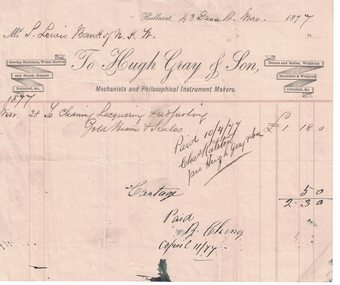 Invoice, Hugh Gray and Son, invoice 1877