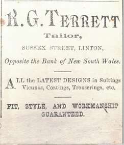 Advertisement for a tailor.