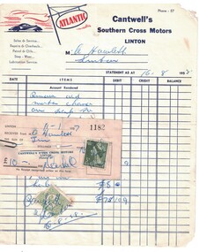 Invoice and receipt for mechanical services.