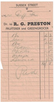 Receipt for a greengrocer.