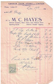 Receipt for a general store.