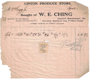 Receipt for items purchased.