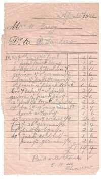 Receipt for items purchased.