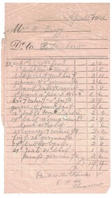 Receipt for items purchased.
