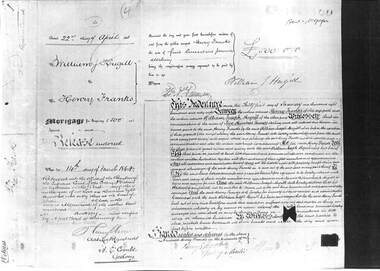 Mortgage document, Mortgage agreements, 1863 and 1868 : William Hugill and Henry Franks