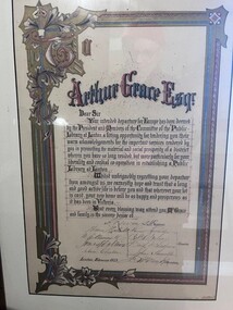 Document - Illuminated Address, Niven, Francis Wilson, Illuminated address presented to Arthur Grace, 1873, 1873