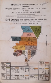 Map, Important Subdivisional Sale at Bacchus Marsh,  Wednesday 28 February, 1912, 1912