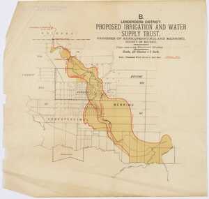Map, Lerderderg District Proposed Irrigation and Water Supply Trust (B) Plan Showing Proposed Works