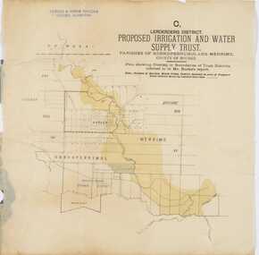 Map, Lerderderg District Proposed Irrigation and Water Supply Trust (C). Plan showing overlap in boundaries of the Trust District