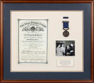Award - Certificate and Medal, Royal Humane Society of Australasia Bravery Award for Stewart Aicken
