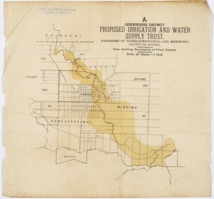 Map, Lerderderg District Proposed Irrigation and Water Supply Trust (A). Plan showing boundaries of Trust District